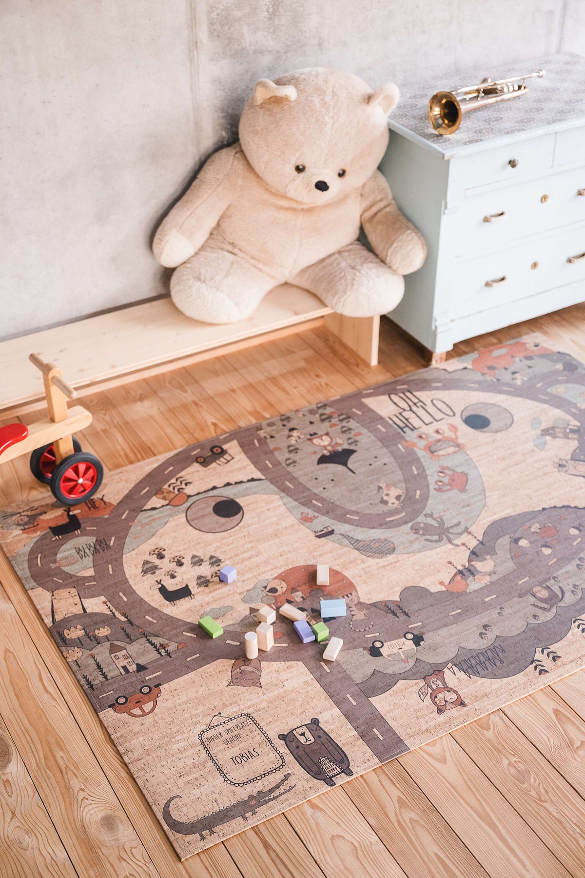 Cork Children's Rug Crazy Roadtrip