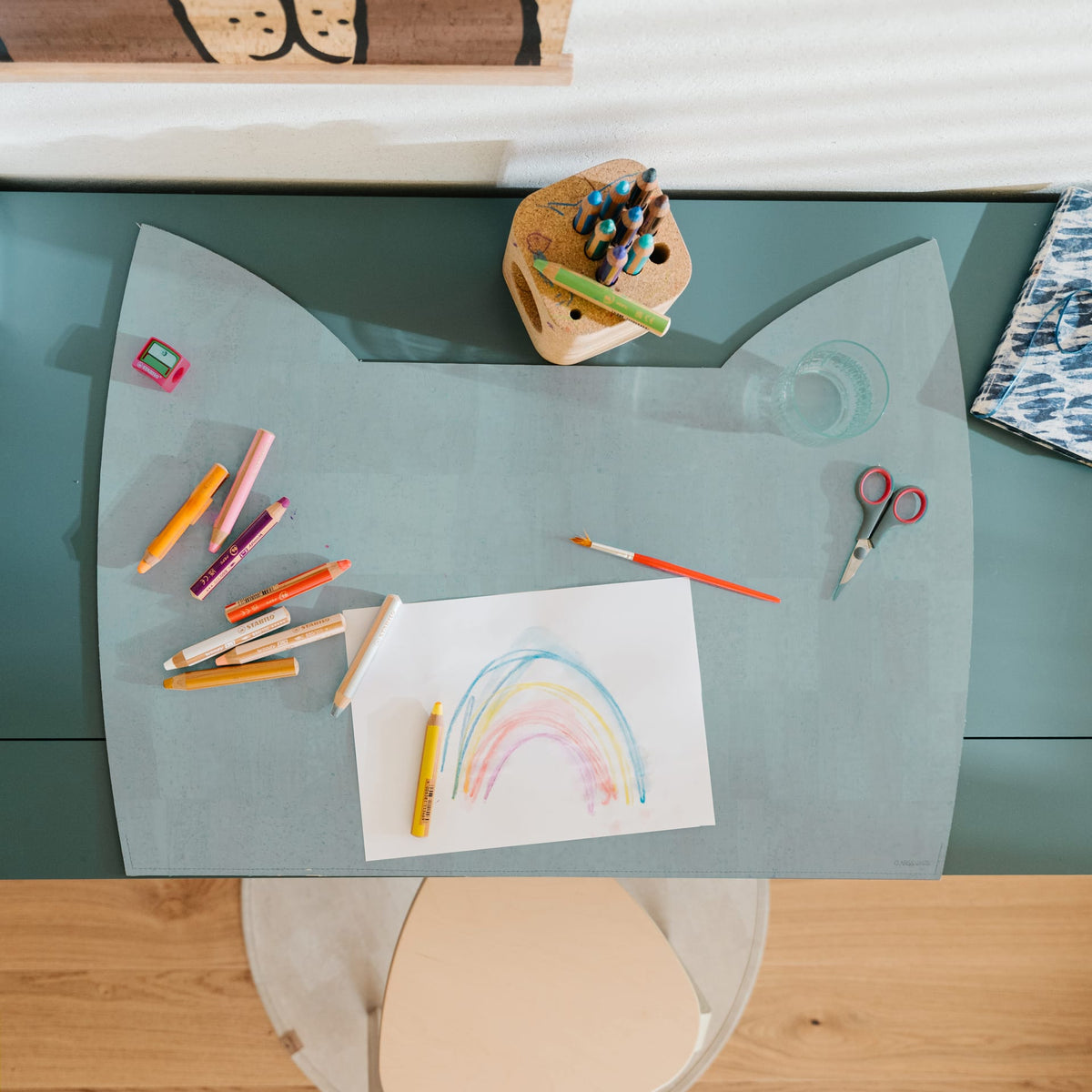 Cork coloring pad / desk pad for children Creative Cat