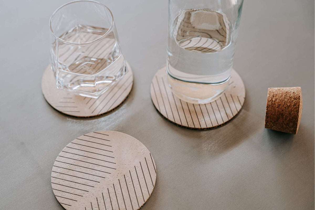 6er Set Kork Glasuntersetzer Broken Stripes