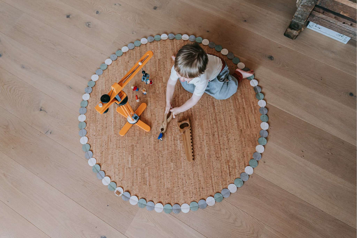 Kork Kinderteppich Loose Dots Round